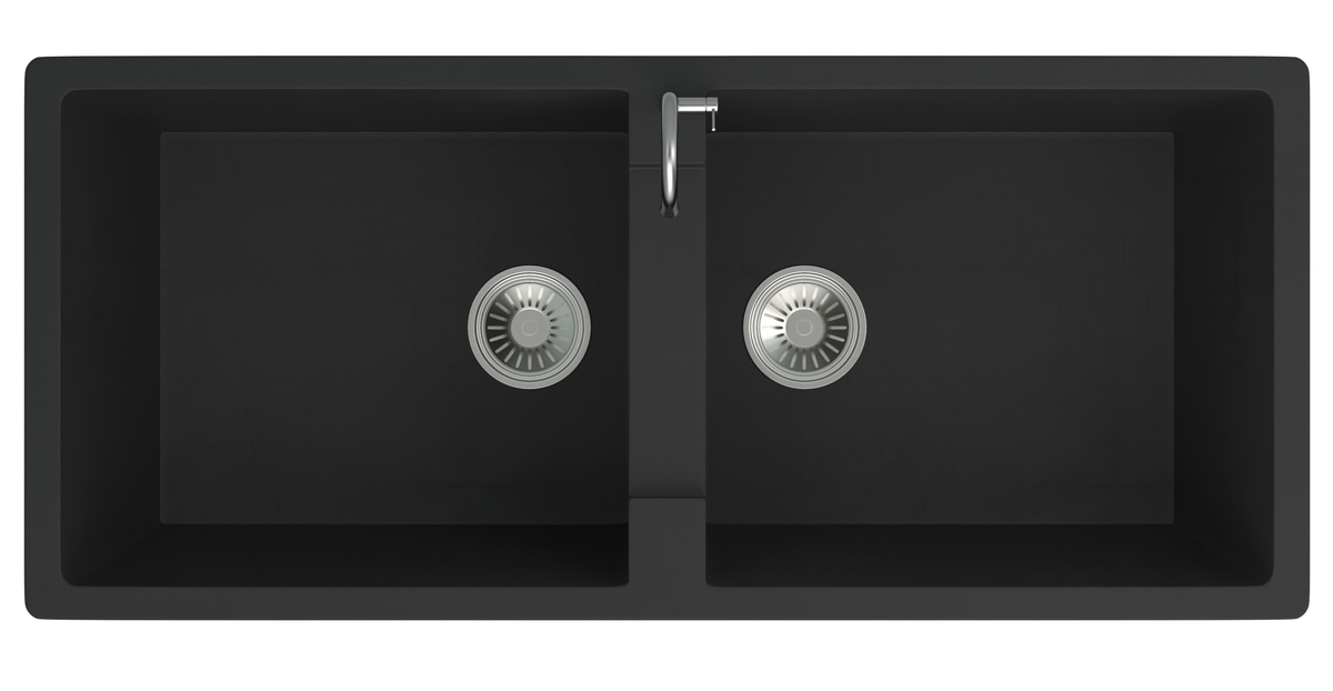 GRANITE Double Bowl Kitchen Sink D1140-BK - Bathroom Hub