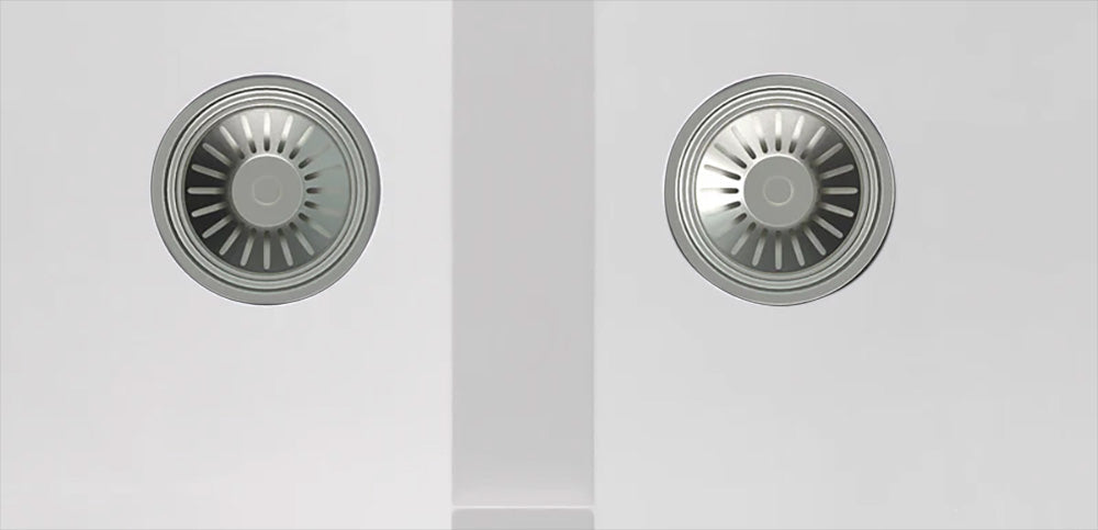 GRANITE Double Bowl Kitchen Sink D1140-WH - Bathroom Hub