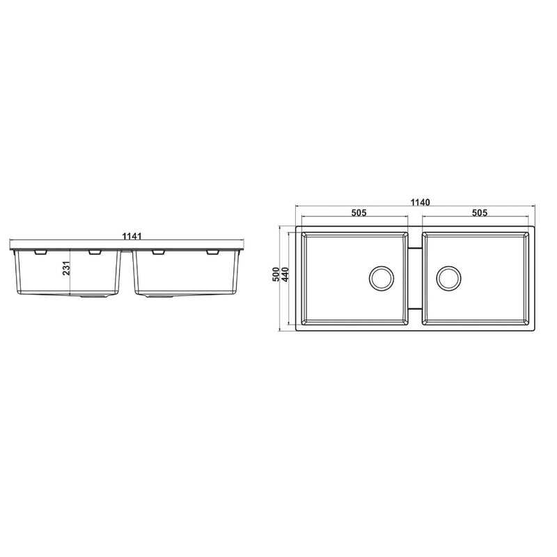 GRANITE Double Bowl Kitchen Sink D1140-BK