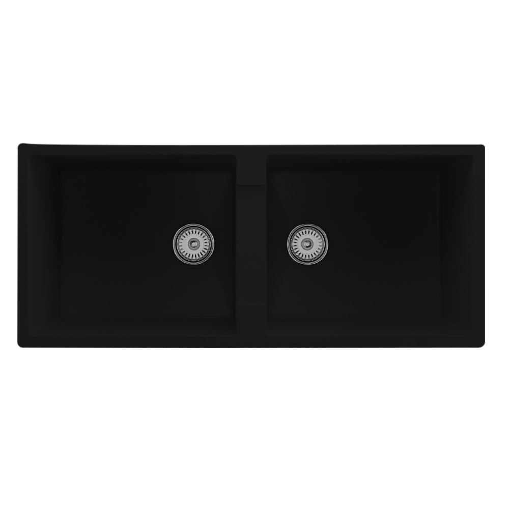 GRANITE Double Bowl Kitchen Sink D1140-BK - Bathroom Hub