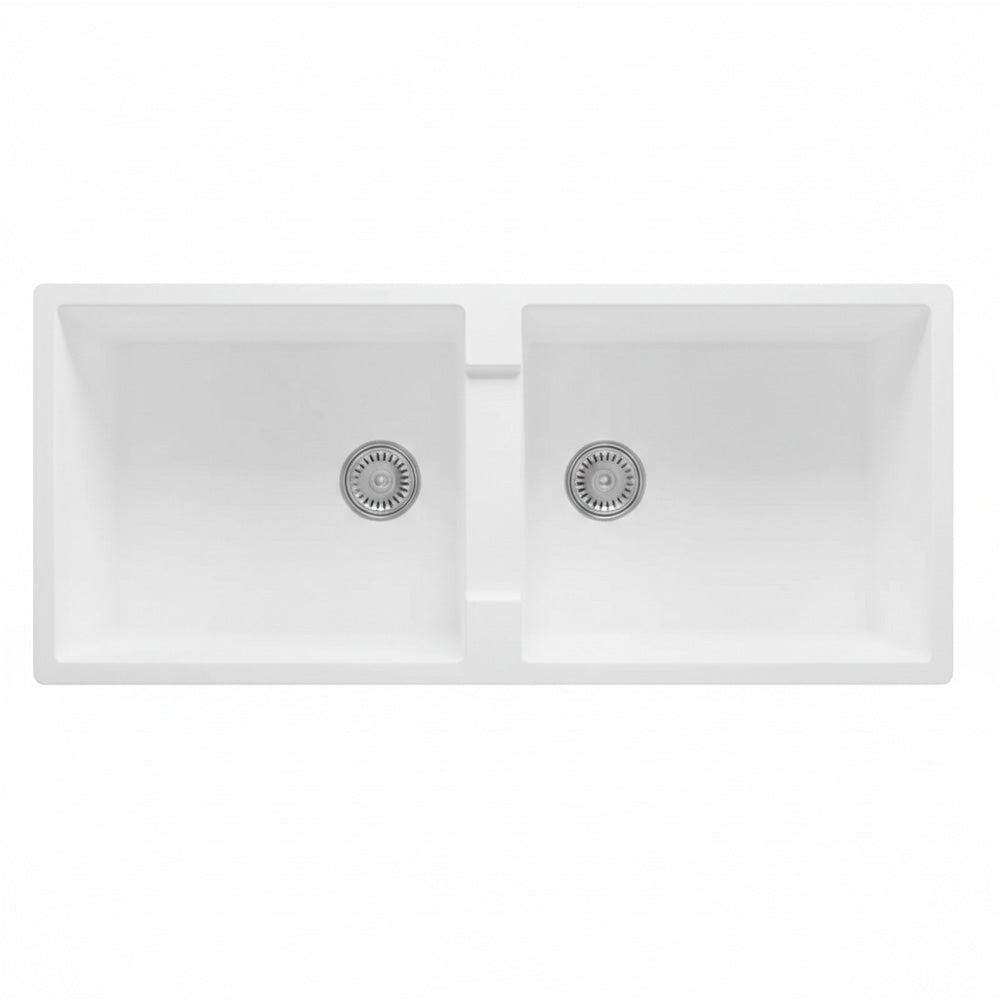 GRANITE Double Bowl Kitchen Sink D1140-WH - Bathroom Hub