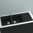 GRANITE Double Bowl Drainer Kitchen Sink D1160-BK