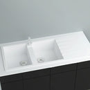 GRANITE Double Bowl Drainer Kitchen Sink D1160-WH - Bathroom Hub