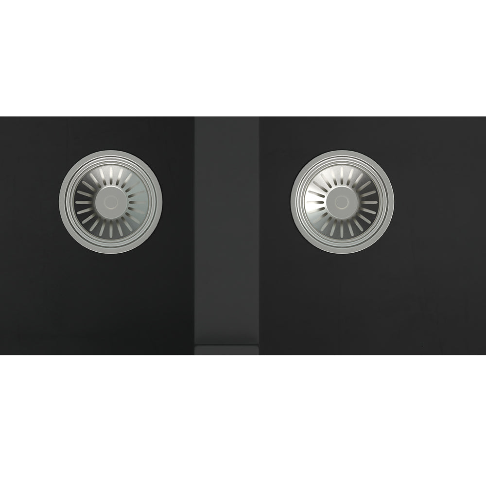 GRANITE Double Bowl Drainer Kitchen Sink D1160-BK - Bathroom Hub