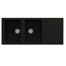 GRANITE Double Bowl Drainer Kitchen Sink D1160-BK