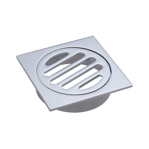 Square Floor Waste, Round Grate, 80mm Outlet