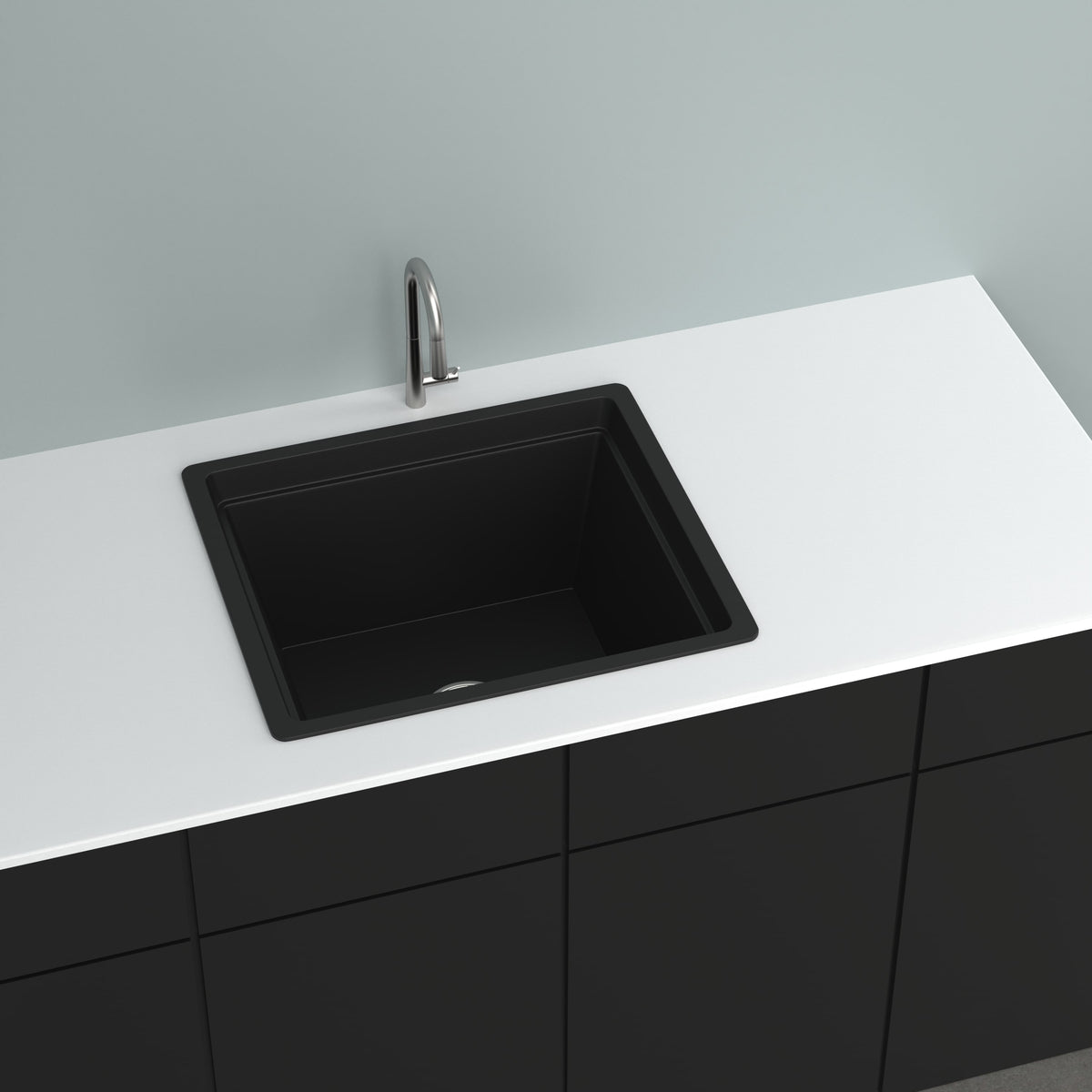 GRANITE Single Bowl Kitchen Sink D458-BK - Bathroom Hub