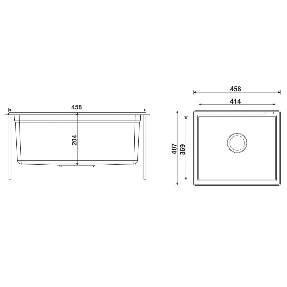 GRANITE Single Bowl Kitchen Sink D458-BK - Bathroom Hub