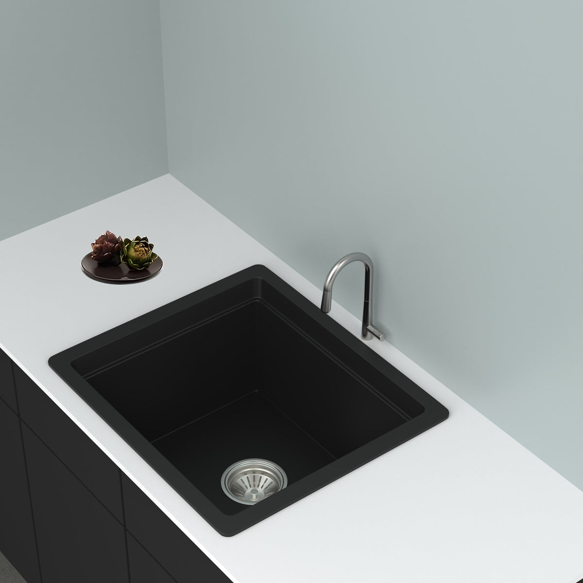 GRANITE Single Bowl Kitchen Sink D534-BK - Bathroom Hub