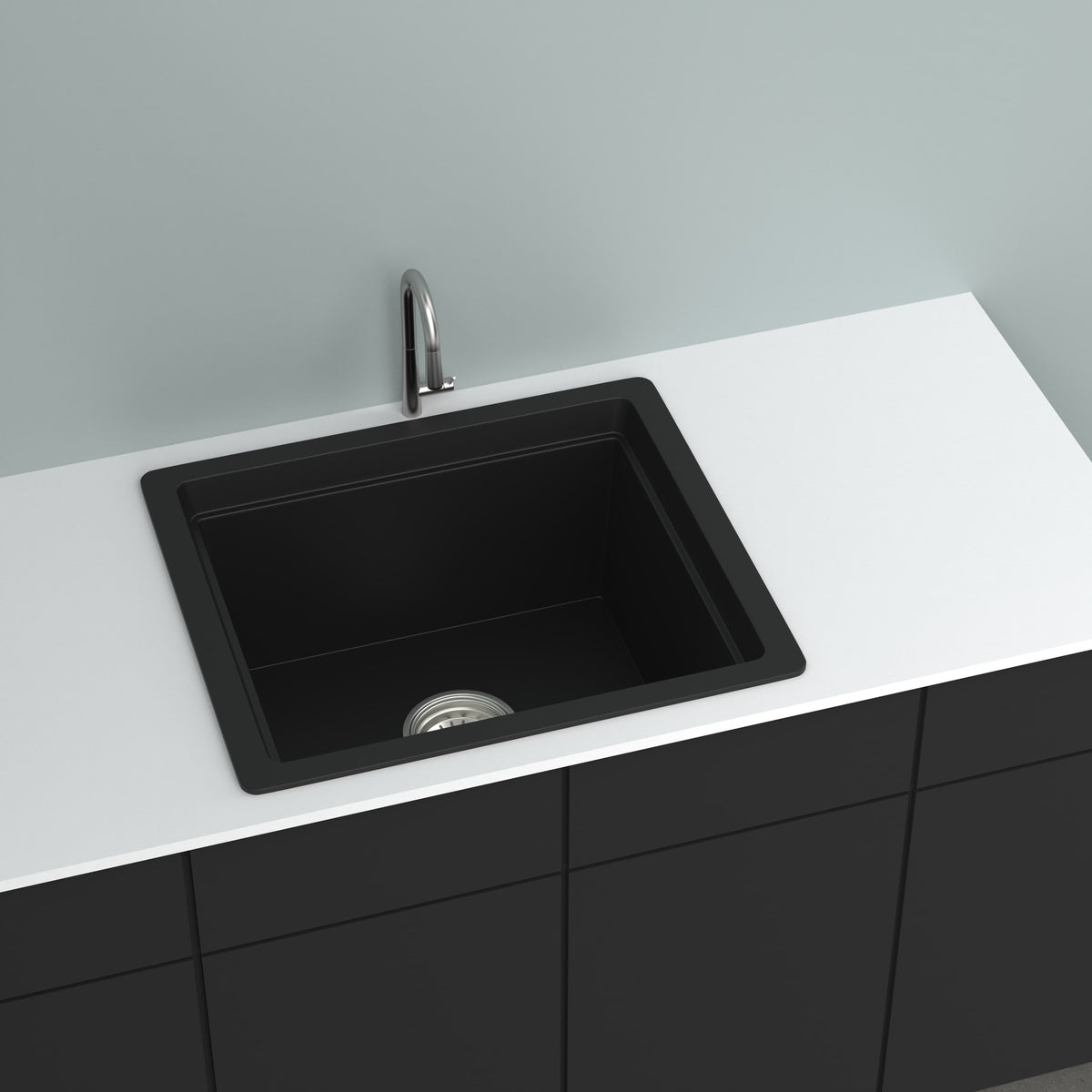 GRANITE Single Bowl Kitchen Sink D534-BK - Bathroom Hub