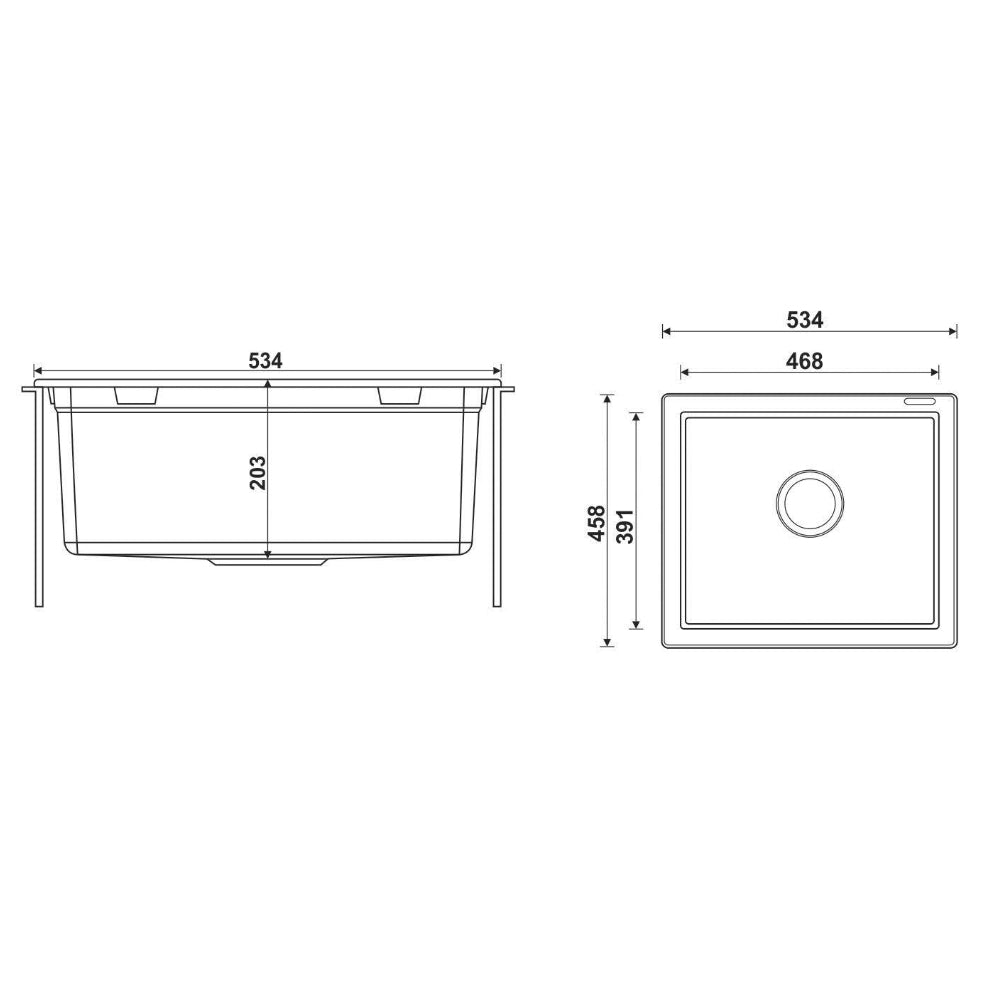 GRANITE Single Bowl Kitchen Sink D534-BK - Bathroom Hub