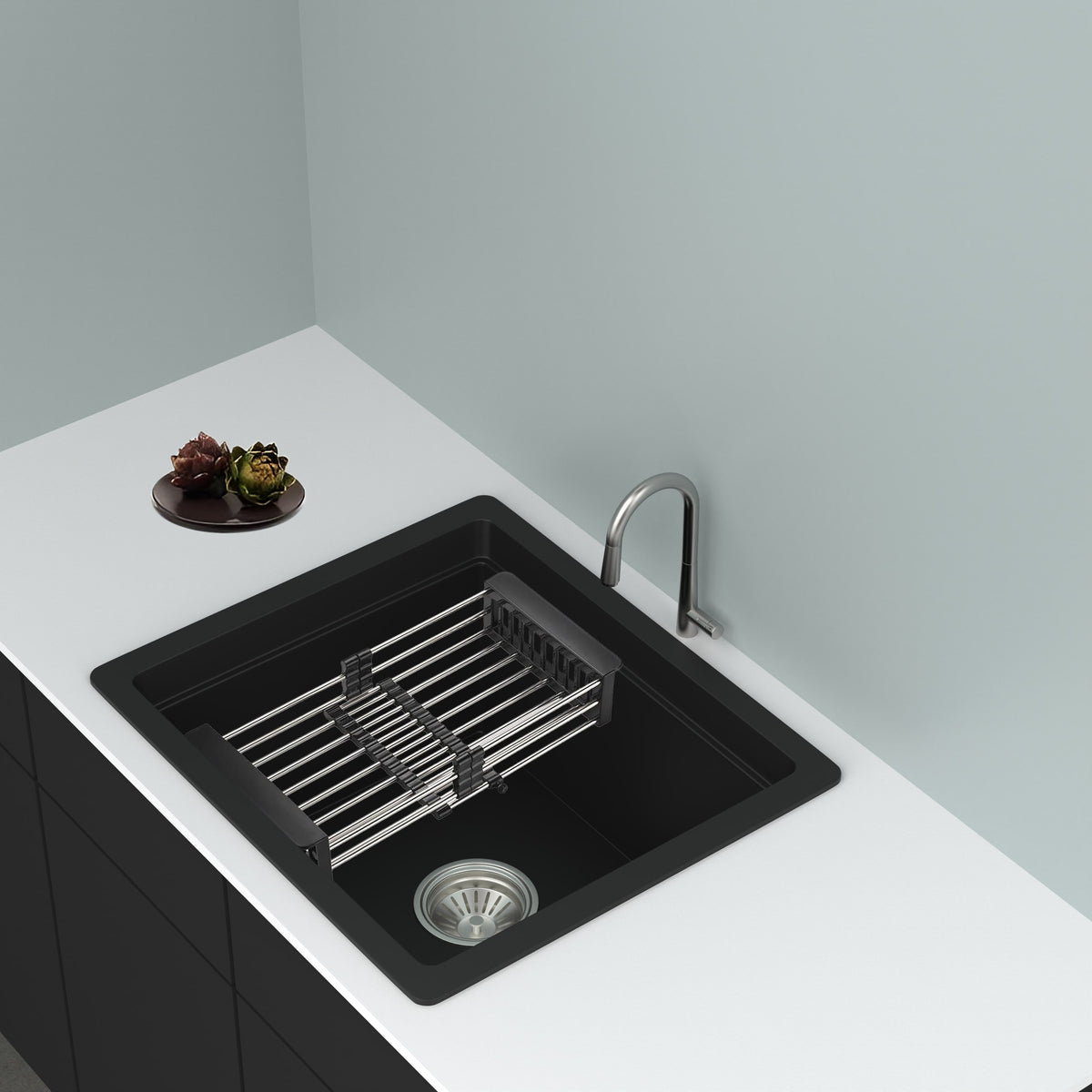 GRANITE Single Bowl Kitchen Sink D534-BK - Bathroom Hub