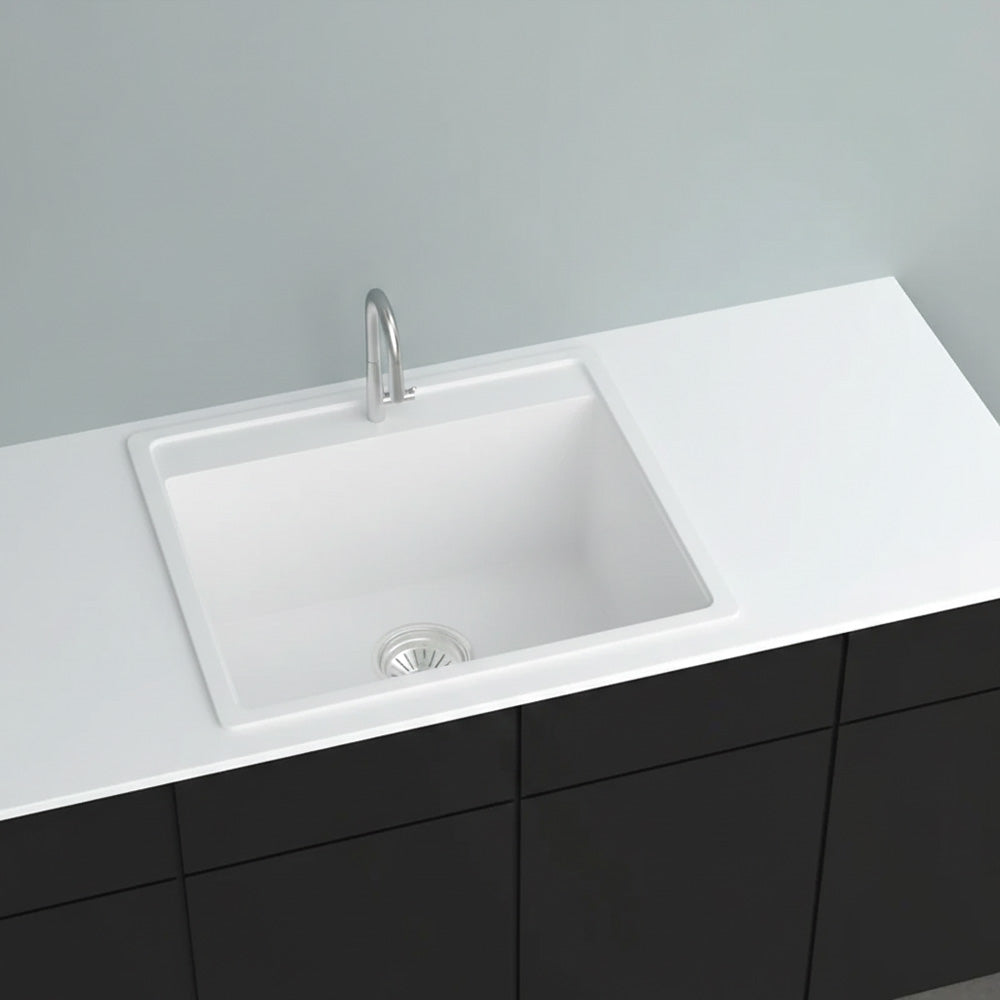 GRANITE Single Bowl Kitchen Sink D565-WH - Bathroom Hub