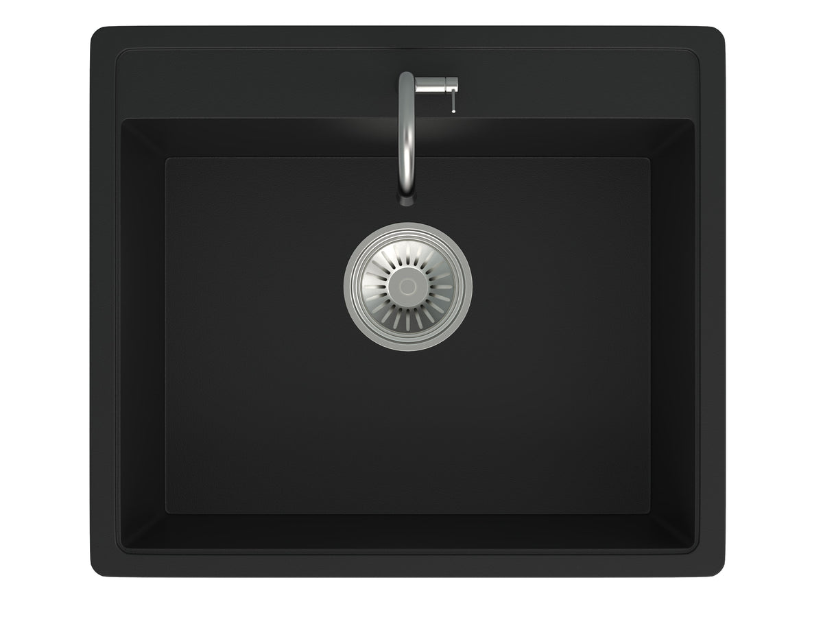 GRANITE Single Bowl Kitchen Sink D565-BK - Bathroom Hub