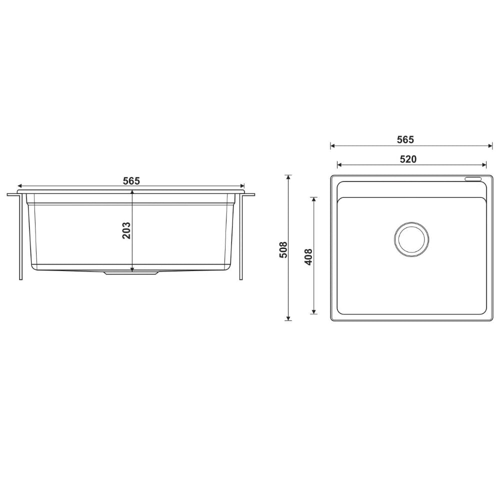 GRANITE Single Bowl Kitchen Sink D565-BK - Bathroom Hub