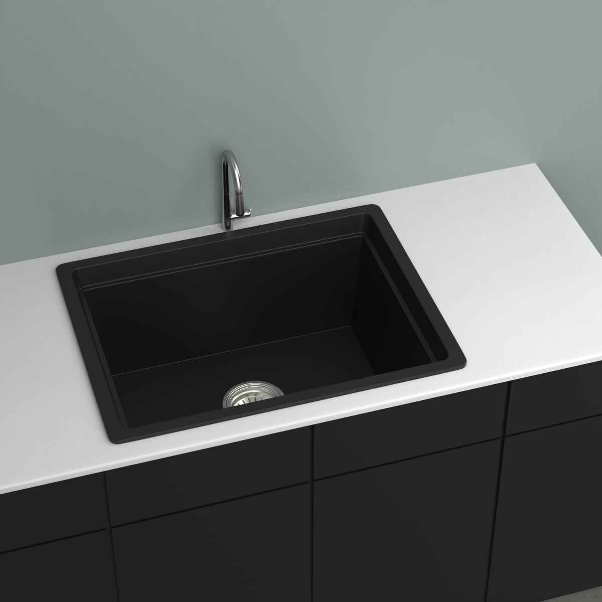GRANITE Single Bowl Kitchen Sink D610-BK - Bathroom Hub