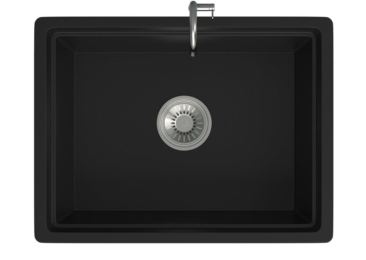 GRANITE Single Bowl Kitchen Sink D610-BK - Bathroom Hub