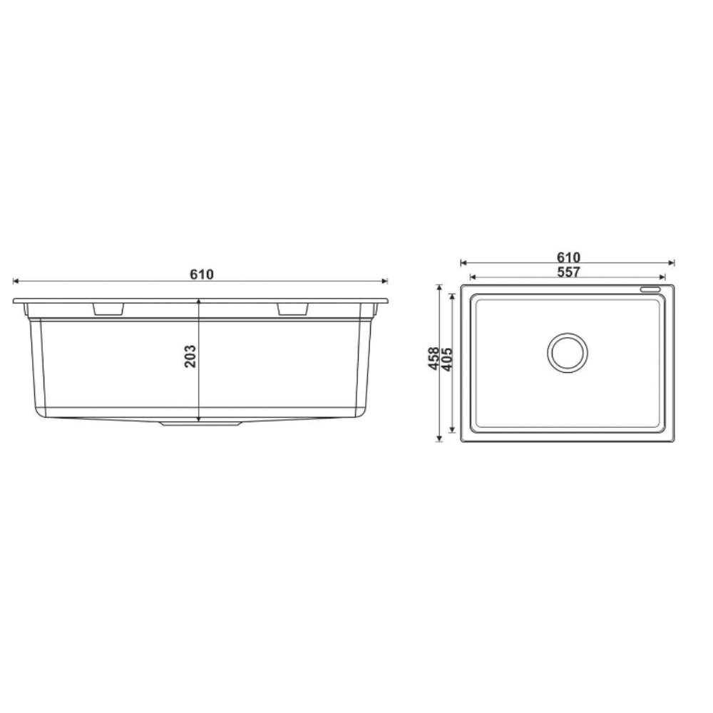 GRANITE Single Bowl Kitchen Sink D610-BK - Bathroom Hub
