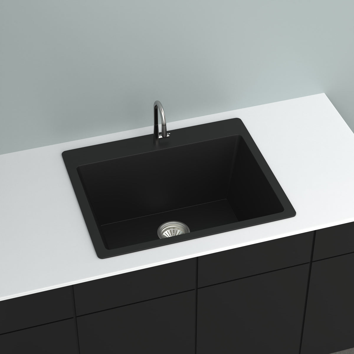 GRANITE Single Bowl Kitchen Sink D620-BK - Bathroom Hub