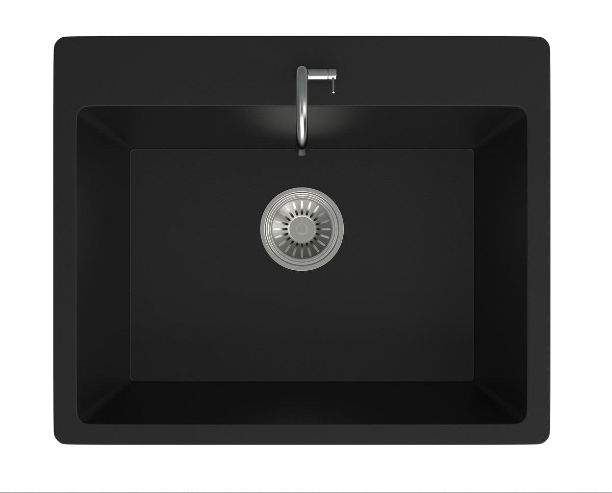 GRANITE Single Bowl Kitchen Sink D620-BK - Bathroom Hub