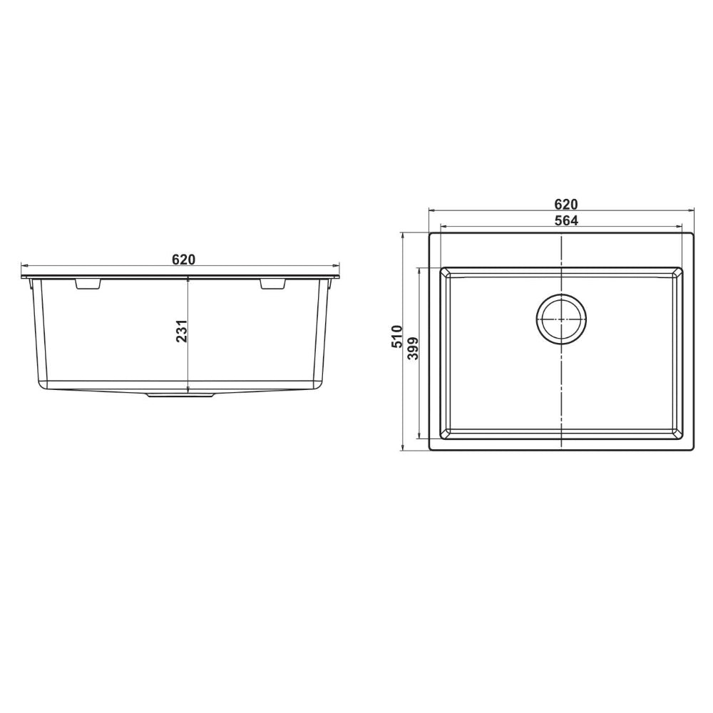 GRANITE Single Bowl Kitchen Sink D620-BK - Bathroom Hub