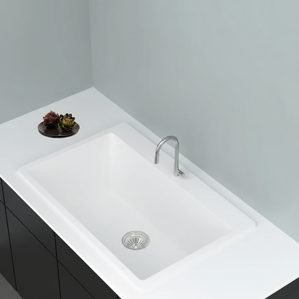 GRANITE Single Bowl Kitchen Sink D780-WH - Bathroom Hub