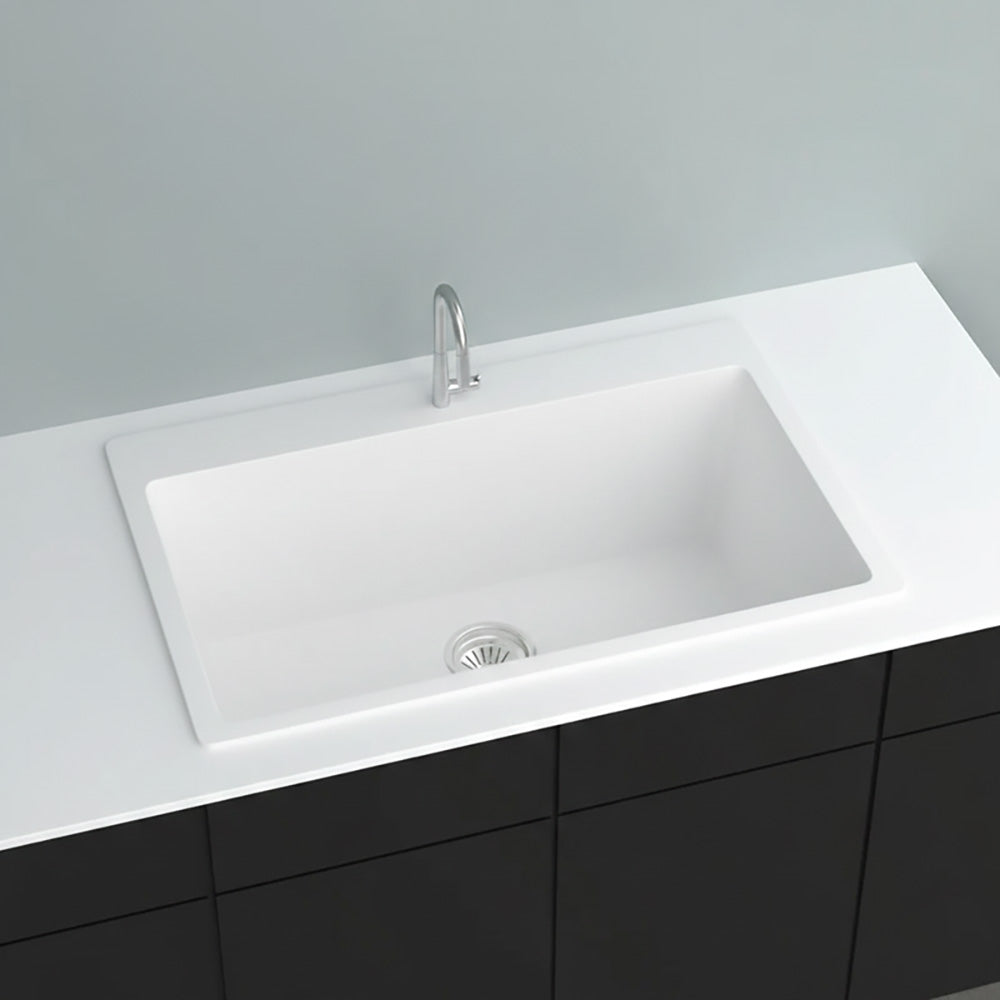 GRANITE Single Bowl Kitchen Sink D780-WH - Bathroom Hub