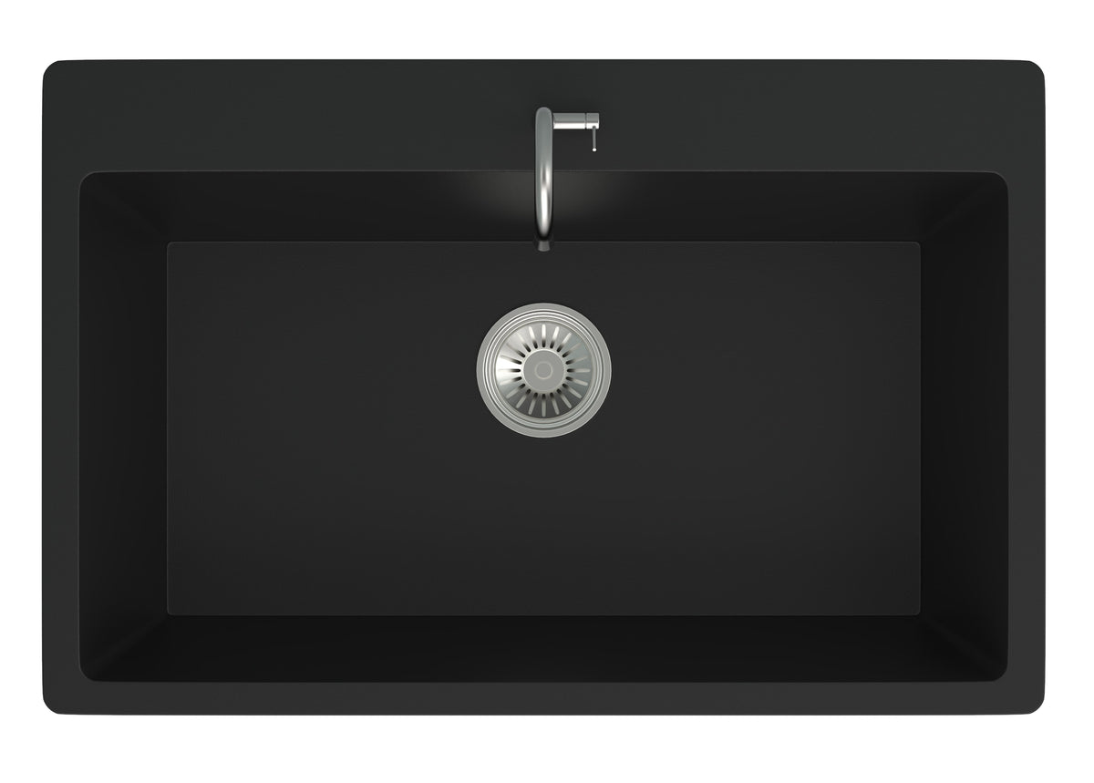 GRANITE Single Bowl Kitchen Sink D780-BK - Bathroom Hub