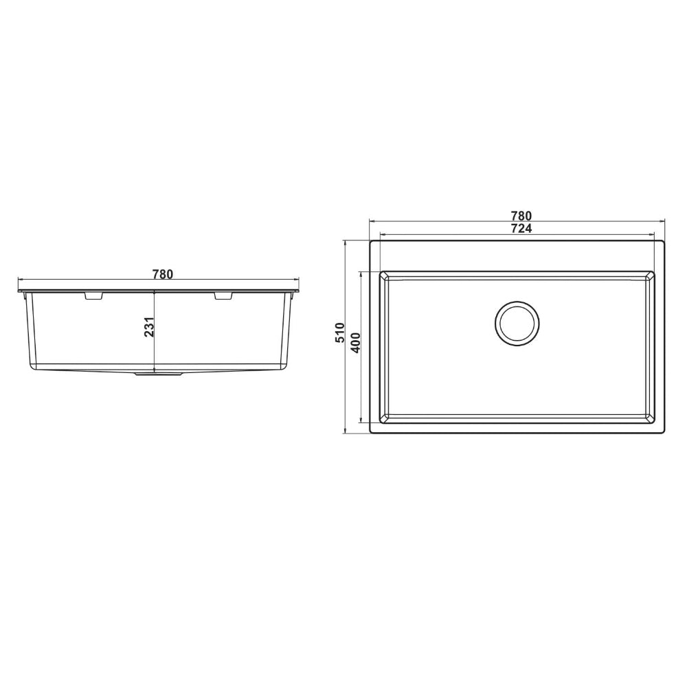 GRANITE Single Bowl Kitchen Sink D780-BK - Bathroom Hub