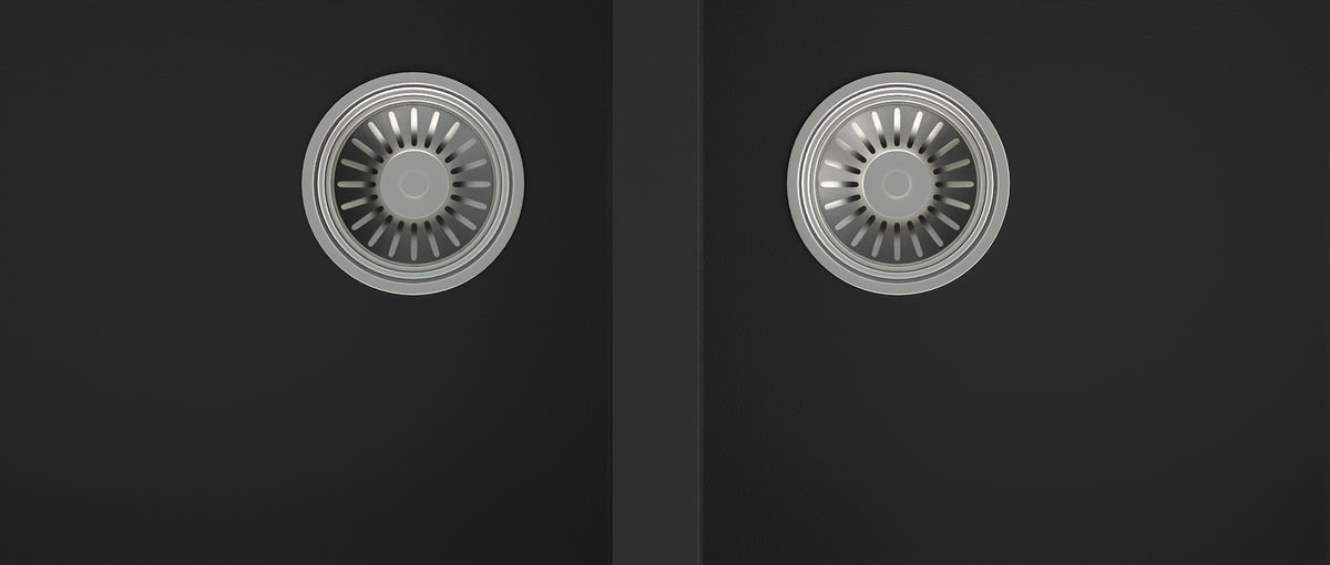 GRANITE Double Bowl Kitchen Sink D861-BK - Bathroom Hub