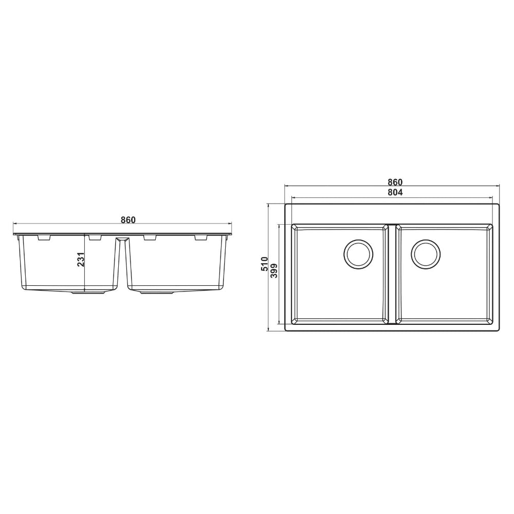GRANITE Double Bowl Kitchen Sink D861-BK - Bathroom Hub