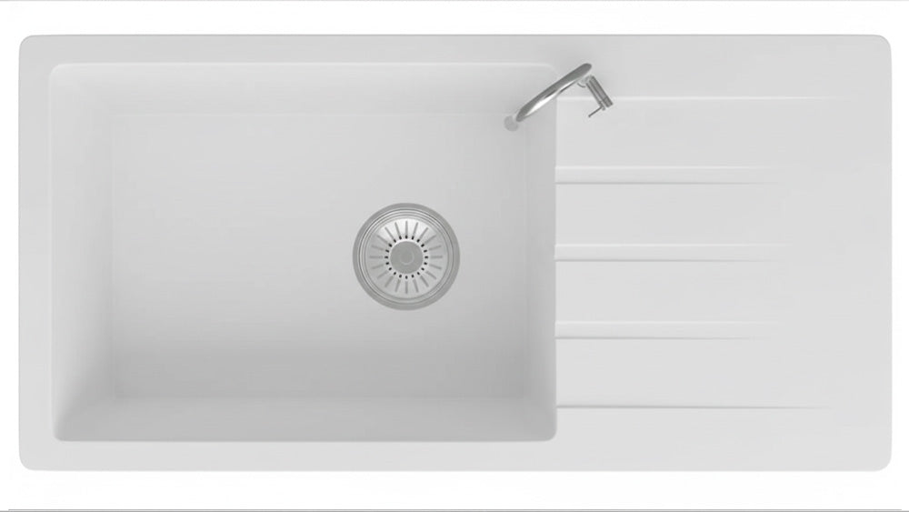 GRANITE Single Bowl Drainer Kitchen Sink D915-WH - Bathroom Hub