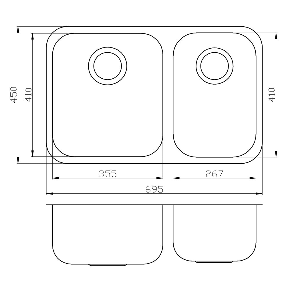 Cora Kitchen Sink 695 x 450mm DB568A - Bathroom Hub