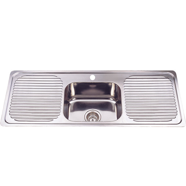 Sinle Bowl & Double Drainer Kitchen Sink 1180 x 480mm DH446S