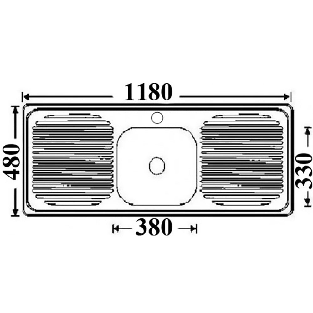 Single Bowl & Double Drainer Kitchen Sink 1180 x 480mm DH446S - Bathroom Hub