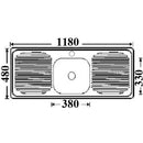 Single Bowl & Double Drainer Kitchen Sink 1180 x 480mm DH446S