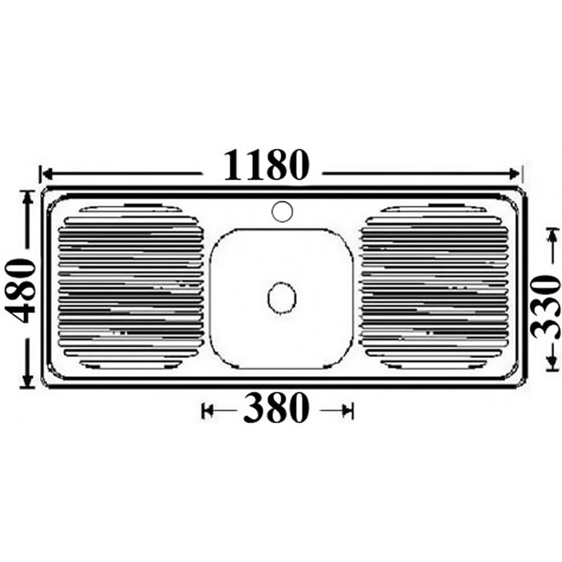 Sinle Bowl & Double Drainer Kitchen Sink 1180 x 480mm DH446S