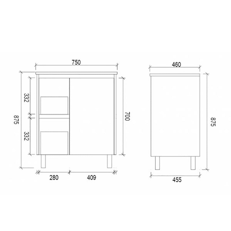 Freestanding Dark Grey Bathroom Vanity DM750L