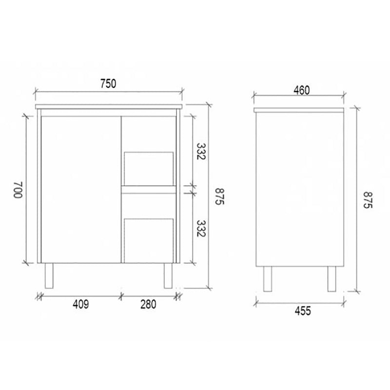 Freestanding Dark Grey Bathroom Vanity DM750R