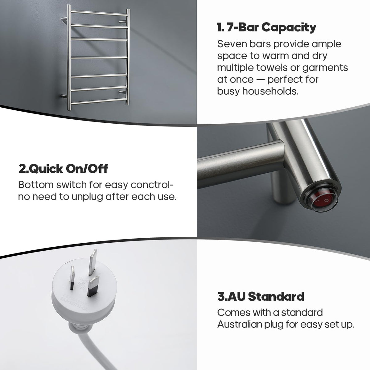 Decaura 7-Bar Heated Towel Rail