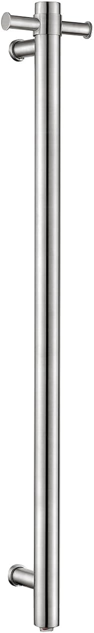 Decaura 900mm Vertical Heated SingleTowel Rail - Space-Saving Towel Warmer with Dual Hooks, IP55, Plug-in or Hardwired- bathroomhubonline