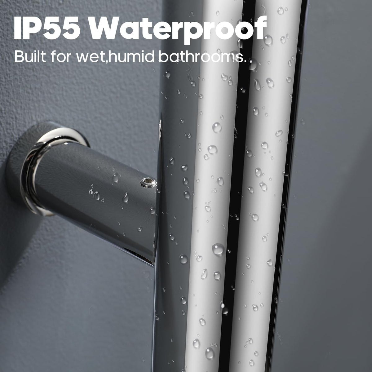 Decaura 900mm Vertical Heated Single Towel Rail - Space-Saving Towel Warmer with Dual Hooks, IP55, Plug-in or Hardwired-bathroom-hub-online
