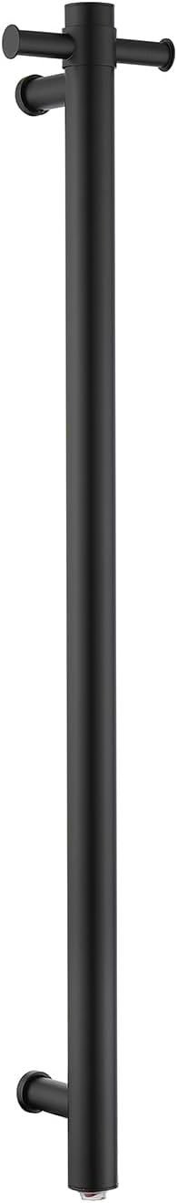 Decaura 900mm Vertical Heated Single Towel Rail - Space-Saving Towel Warmer with Dual Hooks, IP55, Plug-in or Hardwired- bathroomhubonline