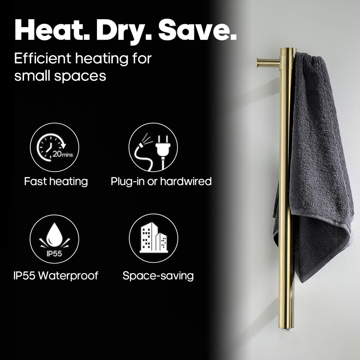 Decaura 900mm Vertical Heated Towel Rail-bathroom-hub-online