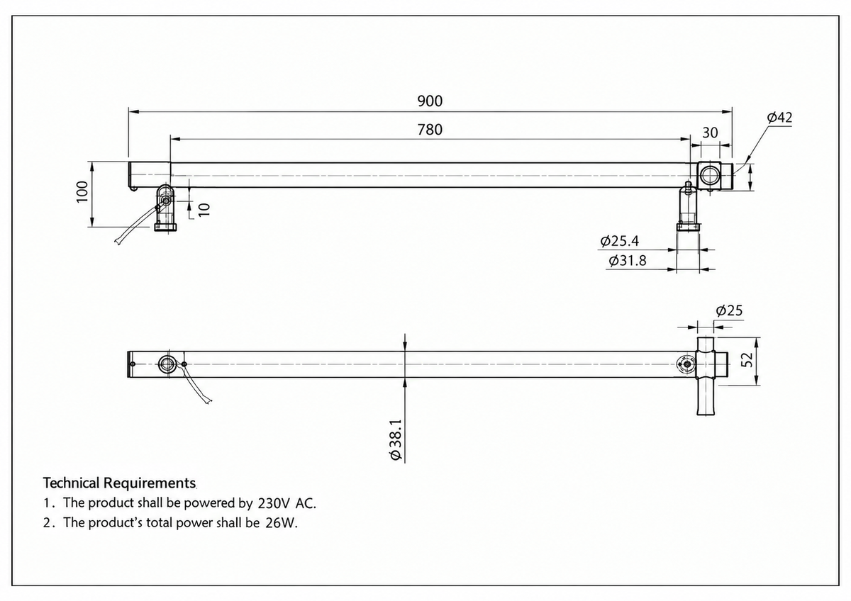 T-Bar Vertical Heated Towel Rail JY-12V-RVHT-AB- Bathroom-hub-online