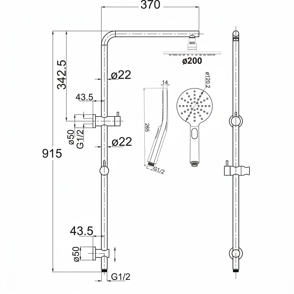 Multi-Function Shower Set TSR01-BG- Bathroom-hub