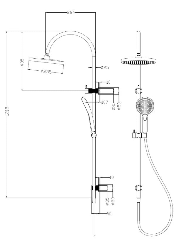 Linie Multi-Function Shower Set 250 mm Gunmetal FAA585-201GM