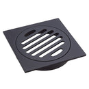 Square Floor Waste, Round Grate, 100mm Outlet, Matte Black
