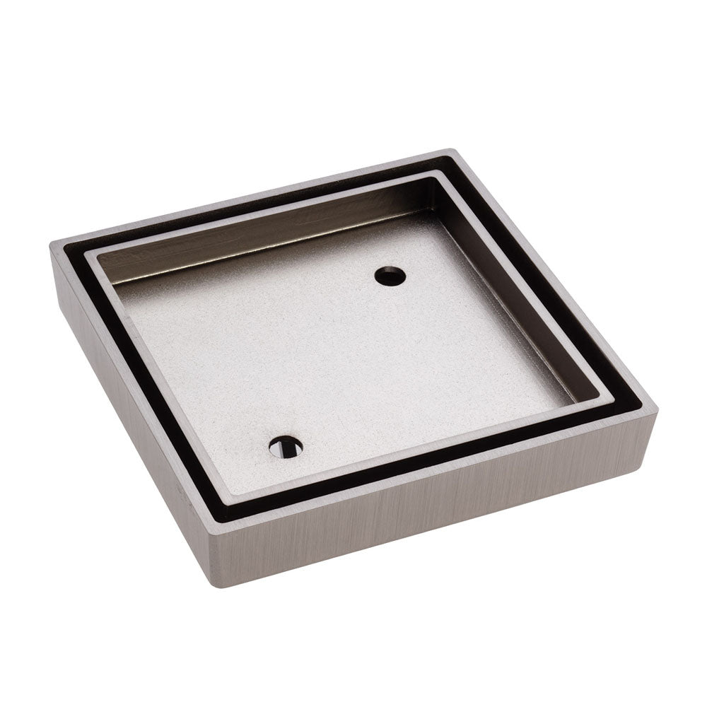 Square Tile Bed Floor Waste, 90mm Outlet, Brushed Nickel - Bathroom Hub
