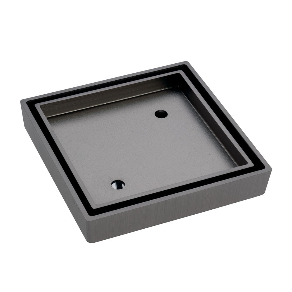 Square Tile Bed Floor Waste, 90mm Outlet, Gun Metal - Bathroom Hub